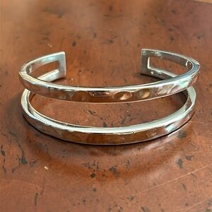 Kendra Scott Zorte Double Band Silver Cuff Bangle Bracelet
